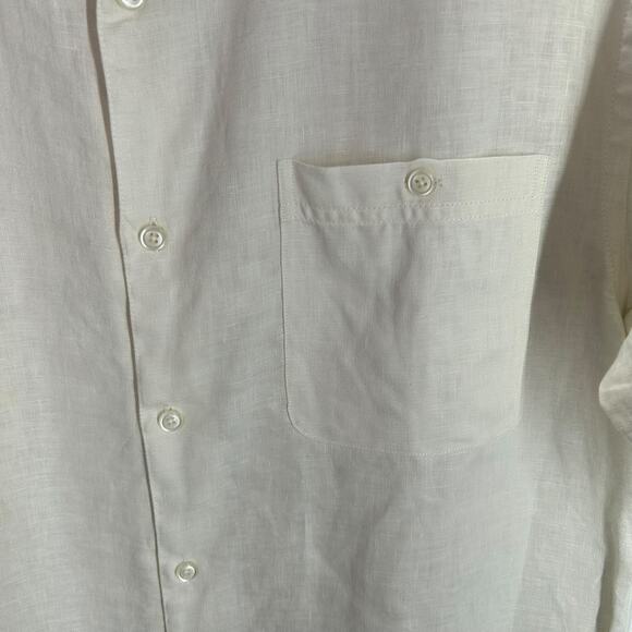 Joseph and Feiss Linen Shirt S White Short Sleeve Button Up Vacation Beach Style - Picture 2 of 8